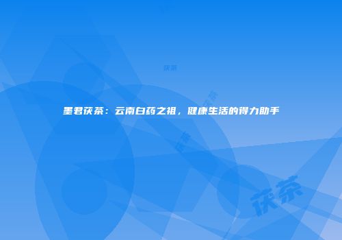 墨君茯茶：云南白药之祖，健康生活的得力助手