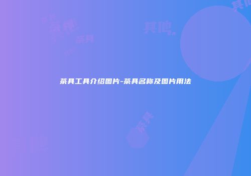 茶具工具介绍图片-茶具名称及图片用法