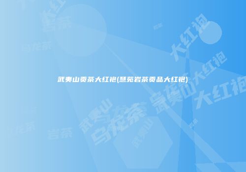 武夷山贡茶大红袍(慧苑岩茶贡品大红袍)