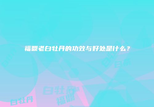 福鼎老白牡丹的功效与好处是什么？