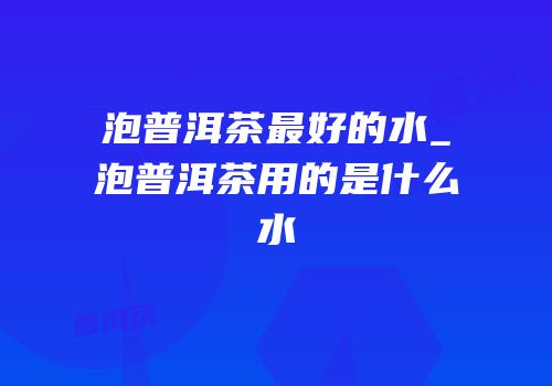 泡普洱茶最好的水_泡普洱茶用的是什么水