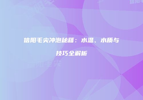 信阳毛尖冲泡秘籍：水温、水质与技巧全解析