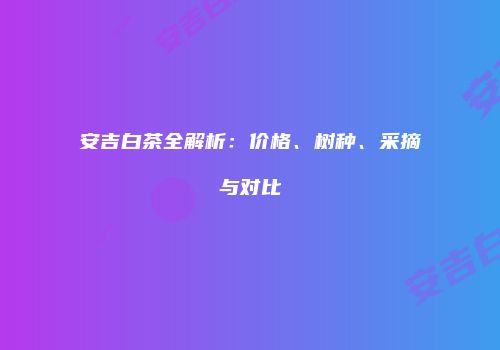 安吉白茶全解析：价格、树种、采摘与对比