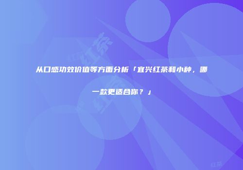 从口感功效价值等方面分析「宜兴红茶和小种，哪一款更适合你？」