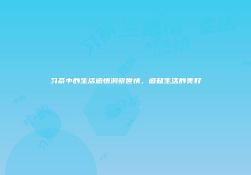 习茶中的生活感悟洞察世情，感知生活的美好