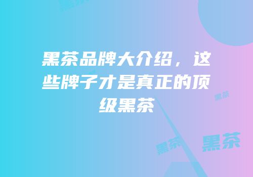 黑茶品牌大介绍，这些牌子才是真正的顶级黑茶