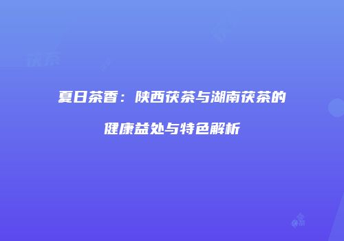 夏日茶香：陕西茯茶与湖南茯茶的健康益处与特色解析