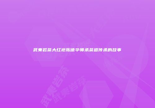 武夷岩茶大红袍陈德华师承茶道传承的故事