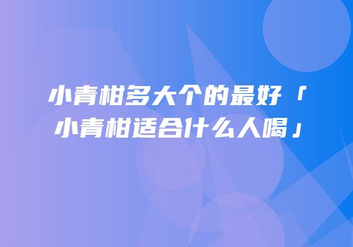 小青柑多大个的最好「小青柑适合什么人喝」
