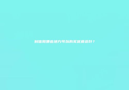 到信阳哪些地方可以购买优质茶叶？