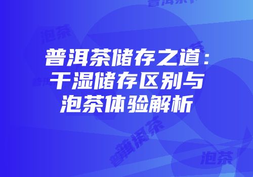 普洱茶储存之道：干湿储存区别与泡茶体验解析
