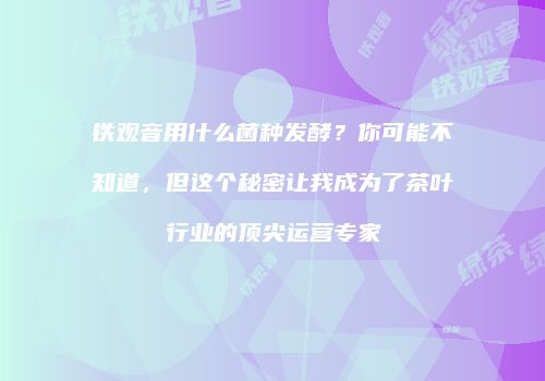 铁观音用什么菌种发酵？你可能不知道，但这个秘密让我成为了茶叶行业的顶尖运营专家