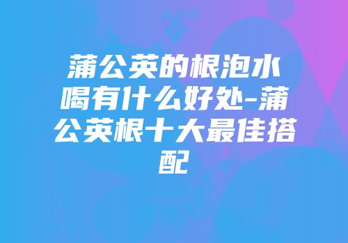 蒲公英的根泡水喝有什么好处-蒲公英根十大最佳搭配