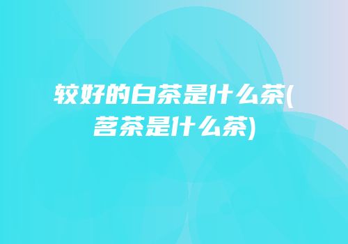 较好的白茶是什么茶(茗茶是什么茶)