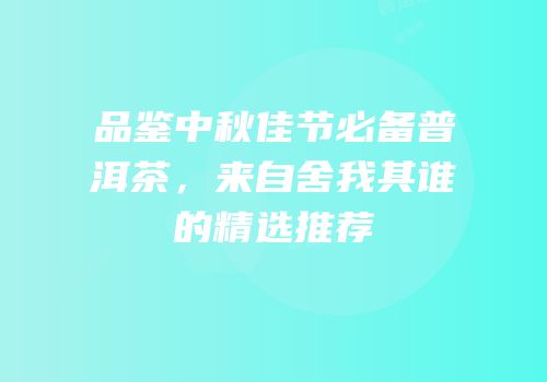 品鉴中秋佳节必备普洱茶，来自舍我其谁的精选推荐