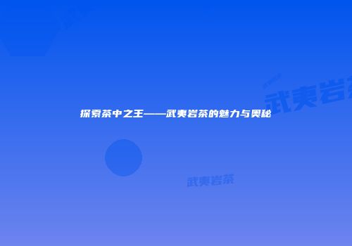 探索茶中之王——武夷岩茶的魅力与奥秘