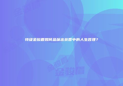 特级金骏眉如何品味出茶香中的人生哲理？