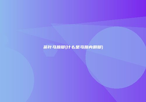 茶叶马蹄脚(什么是马蹄内翻脚)
