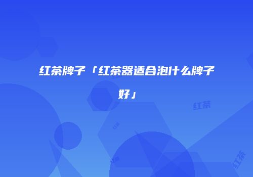 红茶牌子「红茶器适合泡什么牌子好」