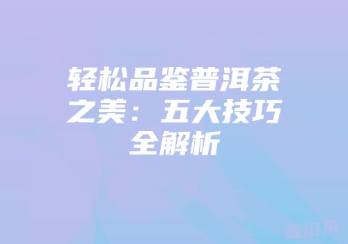 轻松品鉴普洱茶之美：五大技巧全解析