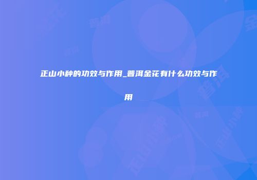 正山小种的功效与作用_普洱金花有什么功效与作用