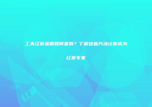 工夫红茶品质如何鉴别？了解这些方法让你成为红茶专家