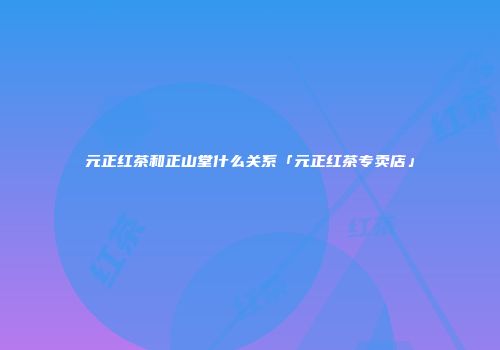 元正红茶和正山堂什么关系「元正红茶专卖店」