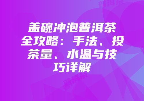 盖碗冲泡普洱茶全攻略：手法、投茶量、水温与技巧详解