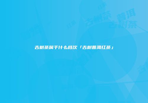 古树茶属于什么档次「古树普洱红茶」