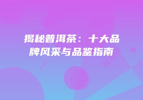 揭秘普洱茶：十大品牌风采与品鉴指南