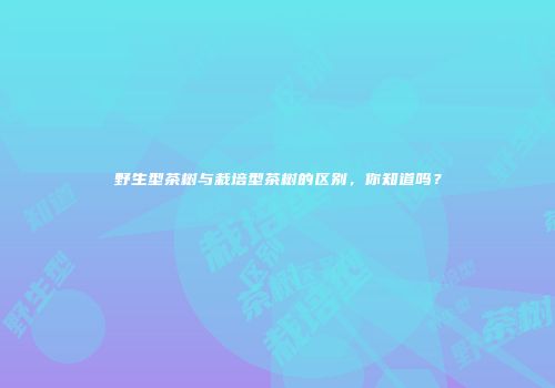 野生型茶树与栽培型茶树的区别，你知道吗？