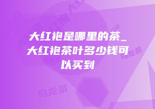 大红袍是哪里的茶_大红袍茶叶多少钱可以买到