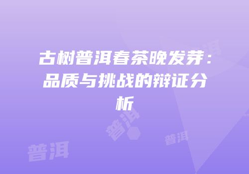 古树普洱春茶晚发芽：品质与挑战的辩证分析