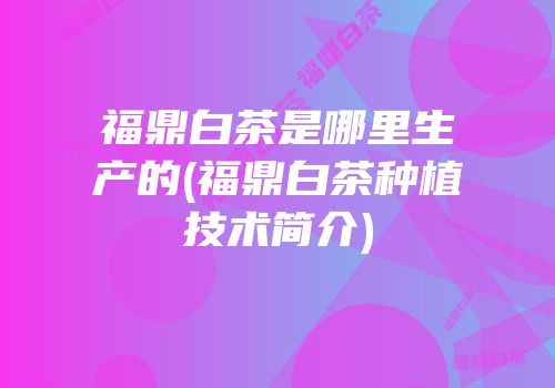 福鼎白茶是哪里生产的(福鼎白茶种植技术简介)