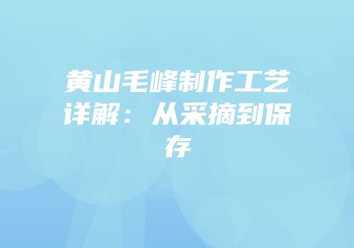 黄山毛峰制作工艺详解：从采摘到保存