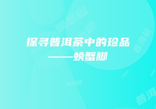 探寻普洱茶中的珍品——螃蟹脚