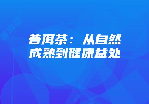 普洱茶：从自然成熟到健康益处