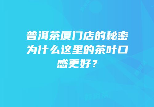 普洱茶厦门店的秘密为什么这里的茶叶口感更好？