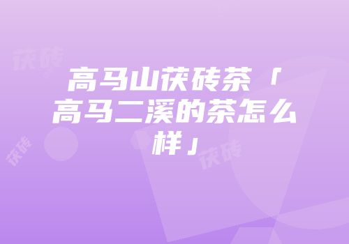 高马山茯砖茶「高马二溪的茶怎么样」