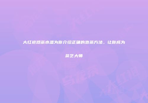 大红袍沏茶水温为你介绍正确的泡茶方法，让你成为茶艺大师