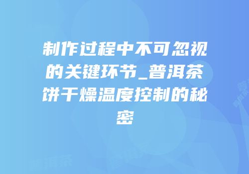 制作过程中不可忽视的关键环节_普洱茶饼干燥温度控制的秘密