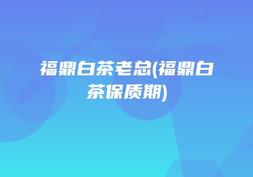 福鼎白茶老总(福鼎白茶保质期)