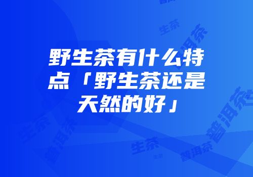 野生茶有什么特点「野生茶还是天然的好」