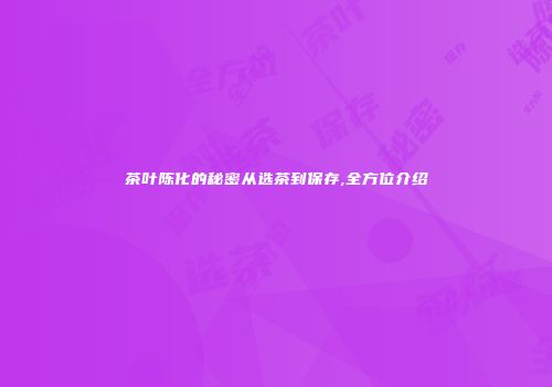 茶叶陈化的秘密从选茶到保存,全方位介绍