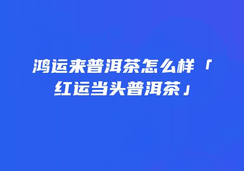 鸿运来普洱茶怎么样「红运当头普洱茶」