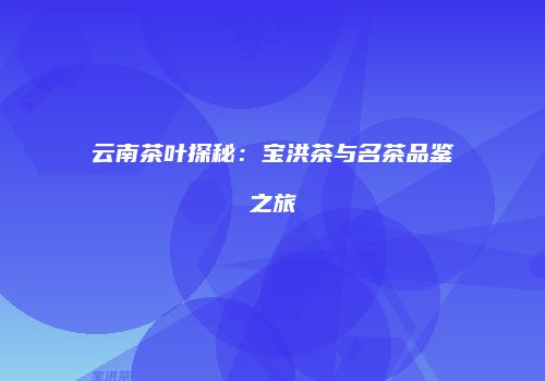 云南茶叶探秘：宝洪茶与名茶品鉴之旅