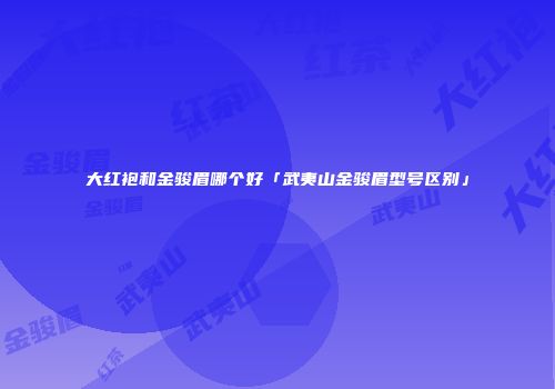 大红袍和金骏眉哪个好「武夷山金骏眉型号区别」