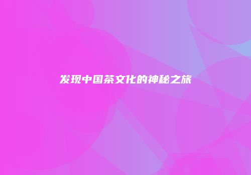 发现中国茶文化的神秘之旅