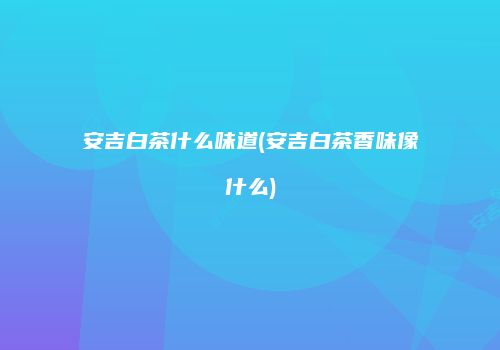 安吉白茶什么味道(安吉白茶香味像什么)