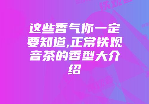 这些香气你一定要知道,正常铁观音茶的香型大介绍